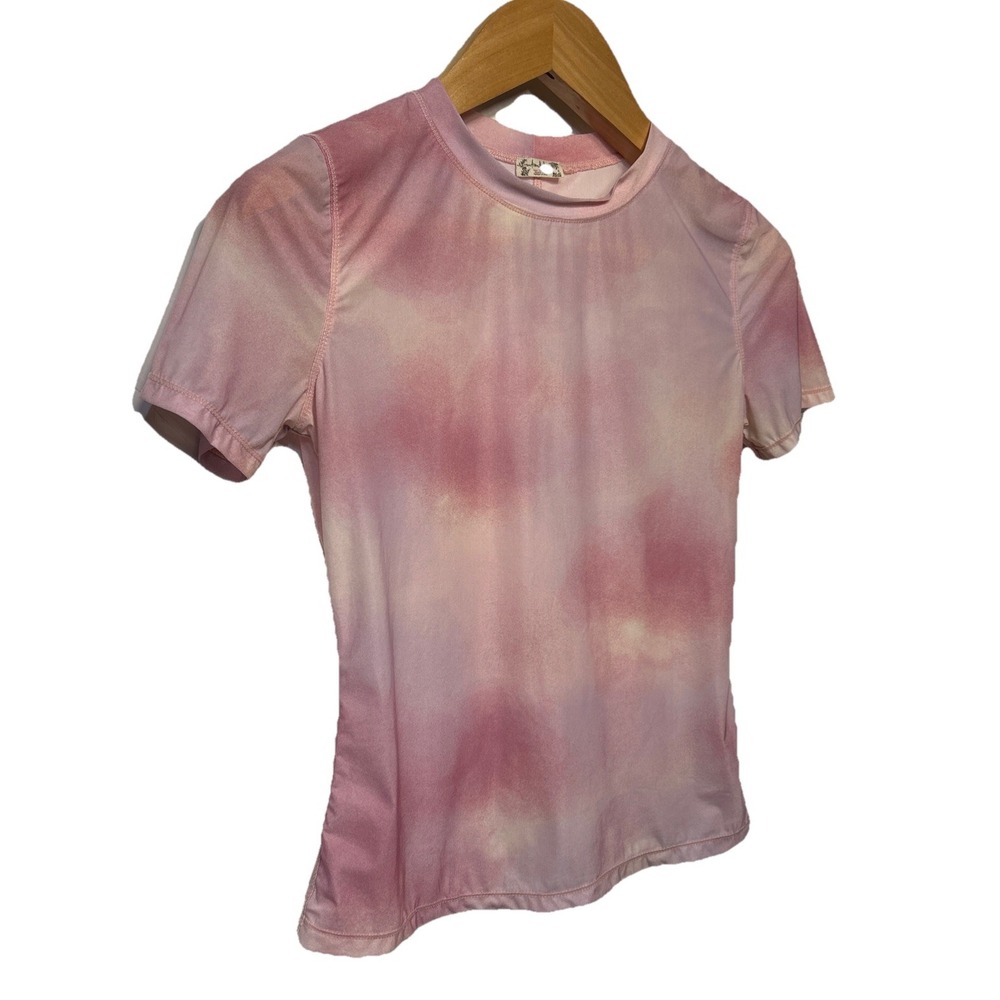 Free People Bright Pink and Lavender Lightweight Stretch Fitted Tee Size M